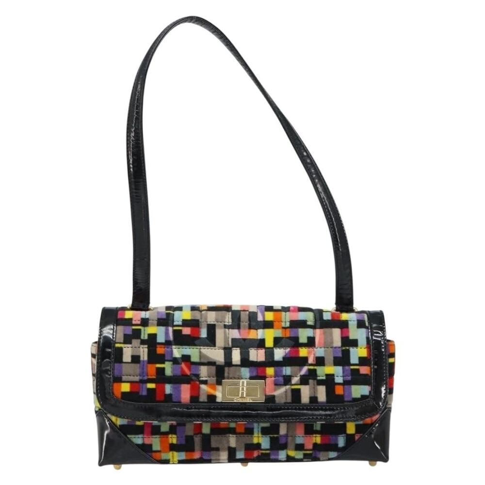 Chanel Shoulder Bag Velor Multicolor Velour